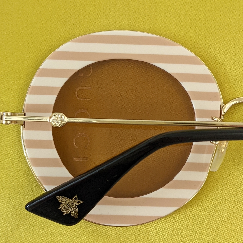 GUCCI Striped Round Sunglasses GG0113S Graphic Soave Amore Delicate Love - Picture 11 of 17